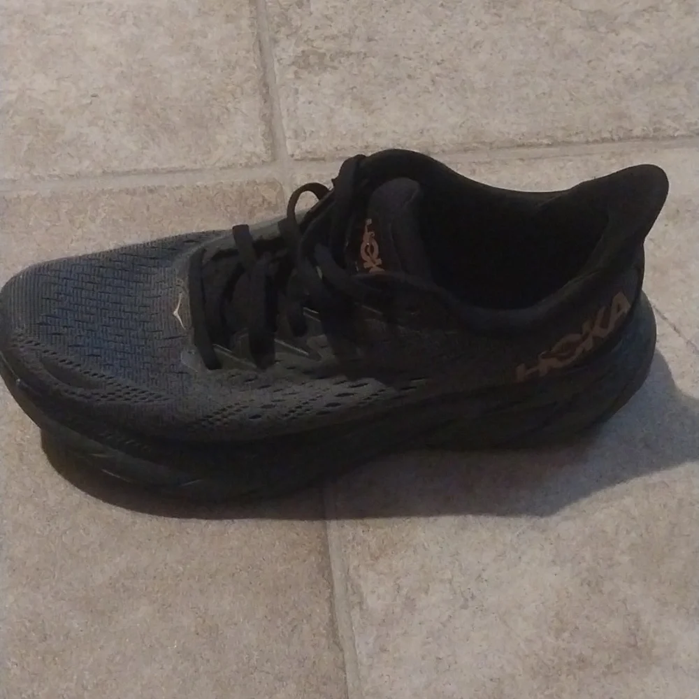Hoka One One Clifton 8 Lace Up Gray Black Running Shoes Women’s Size 8